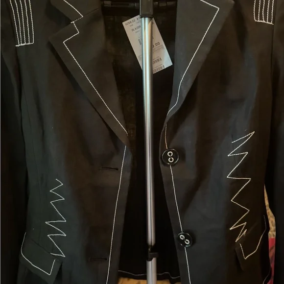 “RED” Black Blazer with White Stitching - Picture 2 of 8